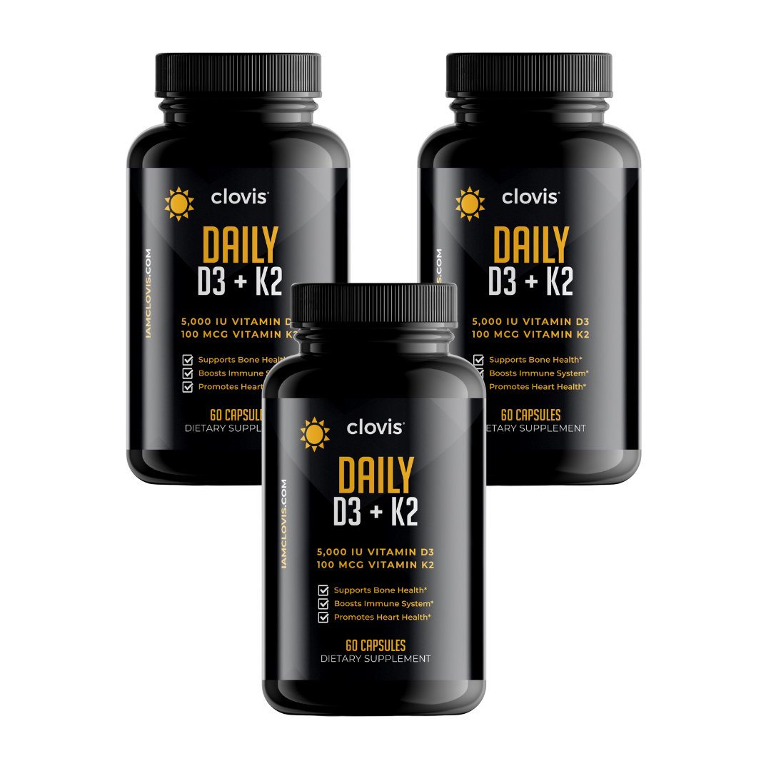 3 Bottles - Daily D3 + K2 Capsules - Clovis